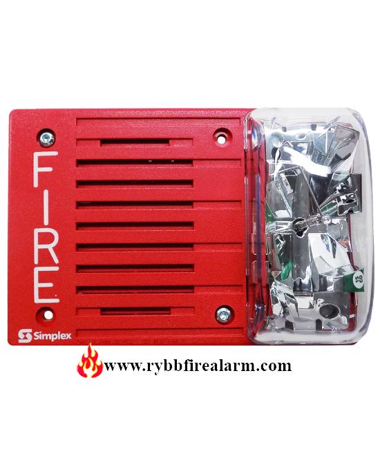 Simplex 4903-9104 with 4902-9703 Fire Alarm Speaker/Strobe Red 